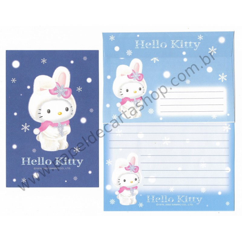 Ano 2002. Conjunto de Papel de Carta Hello Kitty REGIONAL Snow Sanrio