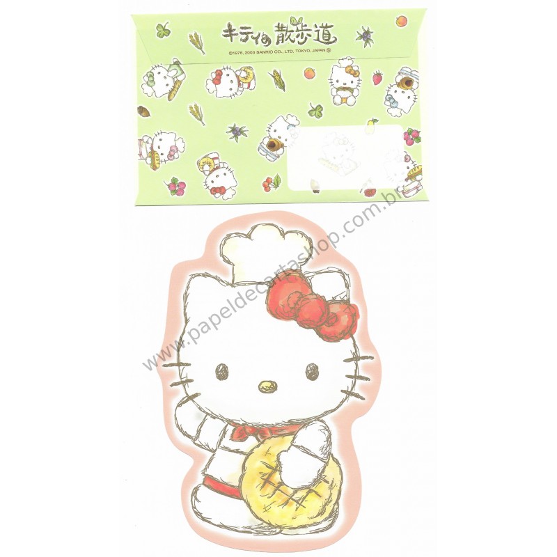 Ano 2003. Conjunto de Papel de Carta Hello Kitty Baking RS Sanrio