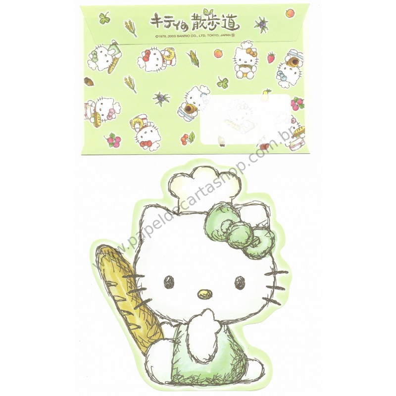 Ano 2003. Conjunto de Papel de Carta Hello Kitty Baking VD Sanrio