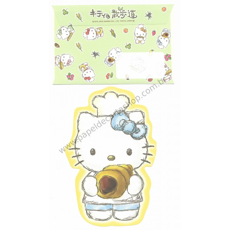 Ano 2003. Conjunto de Papel de Carta Hello Kitty Baking AM Sanrio