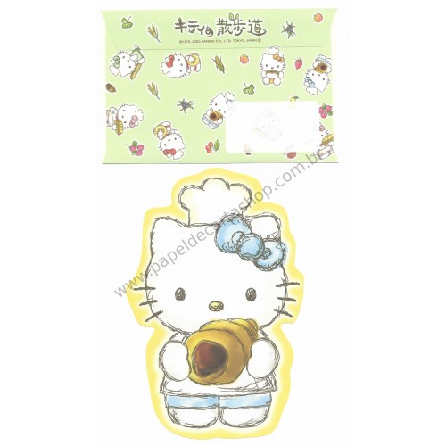 Ano 2003. Conjunto de Papel de Carta Hello Kitty Baking AM Sanrio