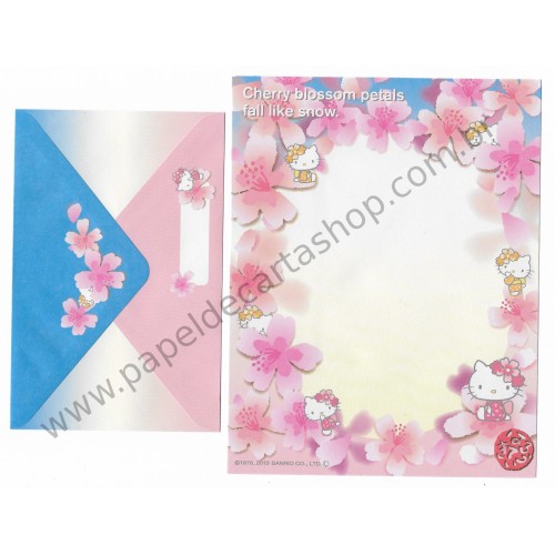 Ano 2013. Coleção de Papel de Carta Hello Kitty Regional Japão Cherry Blossom Sanrio