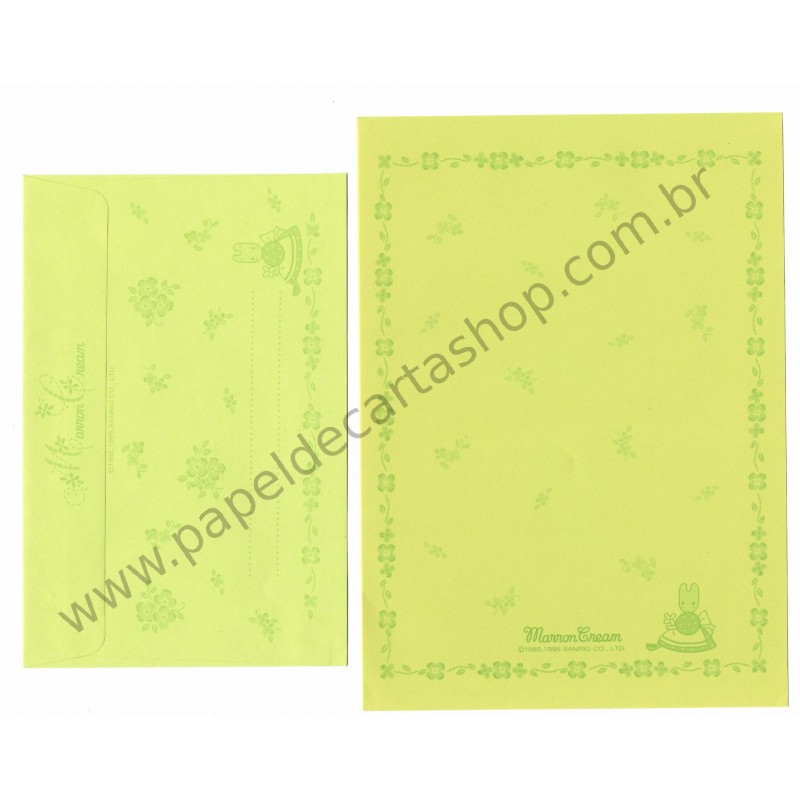 Ano 1995. Conjunto de Papel de Carta Marron Cream CGR Vintage Sanrio