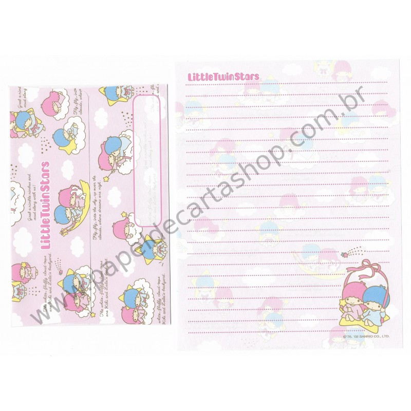 Ano 2002. Conjunto de Papel de Carta Little Twin Stars Sanrio