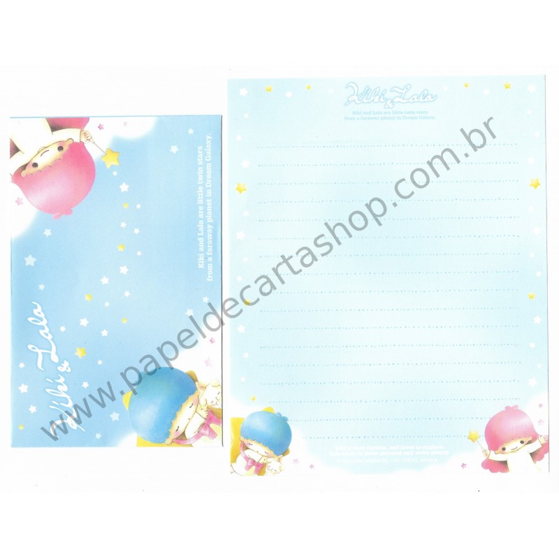 Ano 2004. Conjunto de Papel de Carta Kiki & Lala Dream Galaxy AZ Sanrio