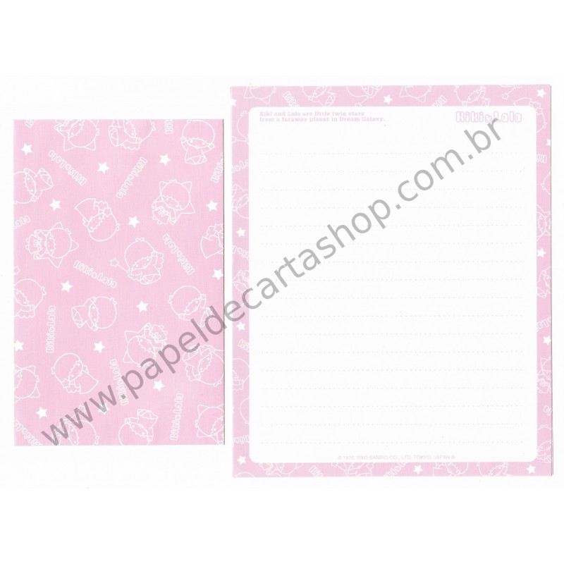 Ano 2003. Conjunto de Papel de Carta Kiki & Lala Dream Galaxy RB1 Sanrio