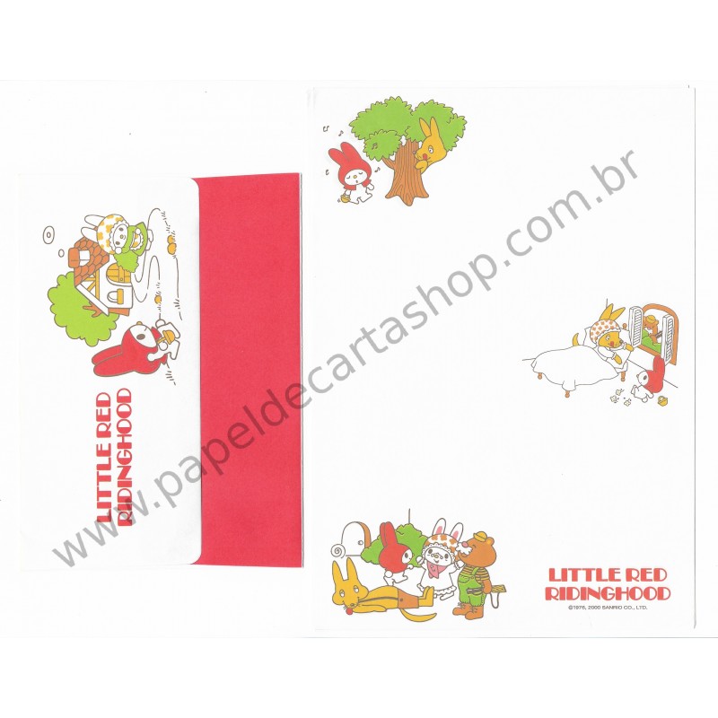 Ano 2000. Conjunto de Papel de Carta My Melody Little Red Ridinghood Sanrio