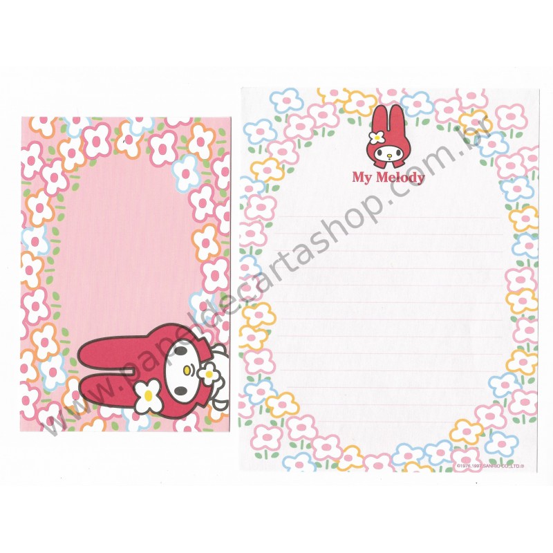 Ano 1997. Conjunto de Papel de Carta My Melody Antigo (Vintage) RS Sanrio