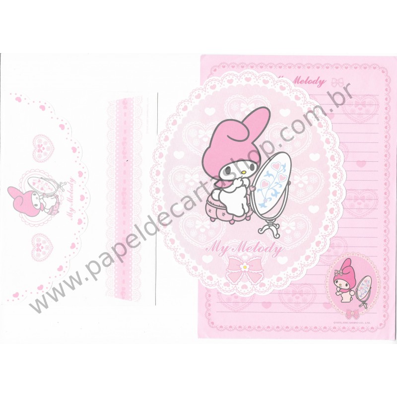 Ano 2005. Conjunto de Papel de Carta My Melody Mirror Sanrio