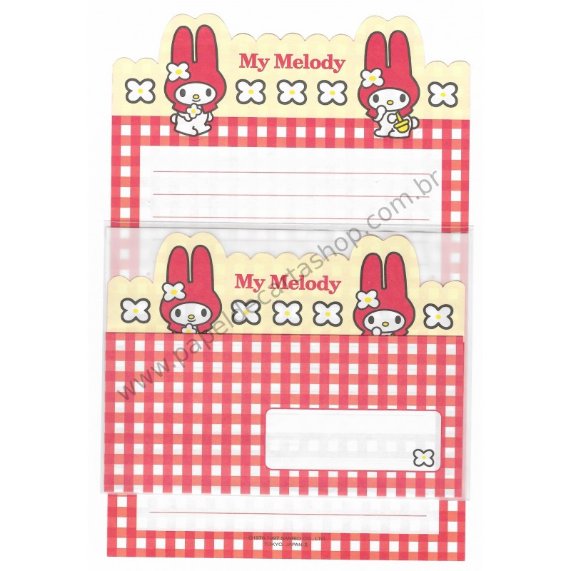 Ano 1997. Conjunto de Papel de Carta My Melody VM Antigo (Vintage) Sanrio