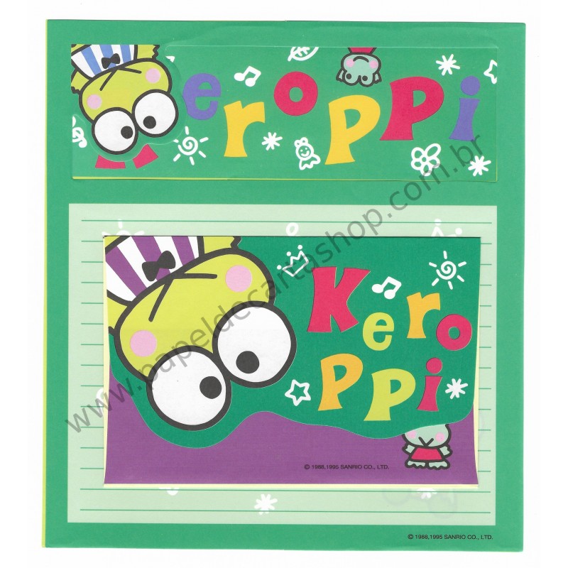 Ano 1995. Kit 3 Conjuntos de Papel de Carta Keroppi Q Vintage Sanrio