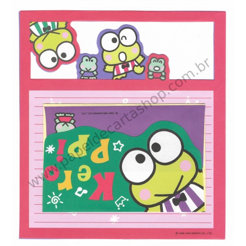 Ano 1995. Kit 3 Conjuntos de Papel de Carta Keroppi Q Vintage Sanrio