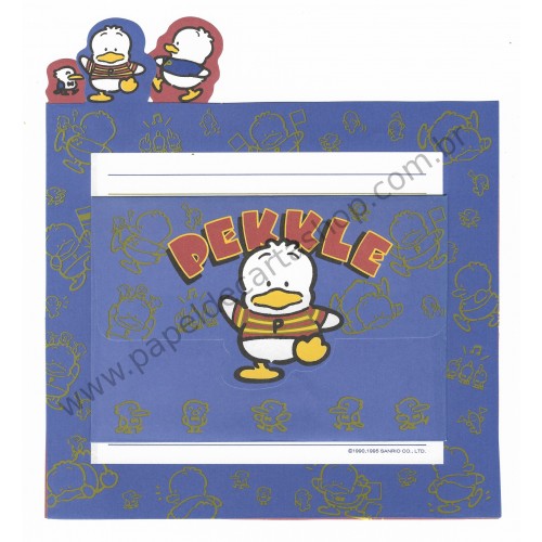 Ano 1995. Kit 3 Conjuntos de Papel de Carta Pekkle Q Vintage Sanrio