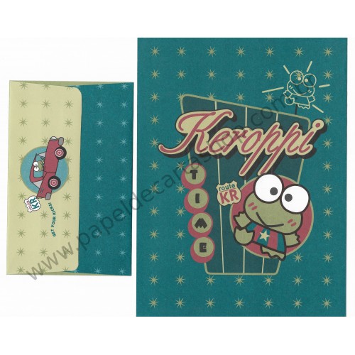 Ano 1996. Conjunto de Papel de Carta Keroppi Route KR Team Vintage Sanrio