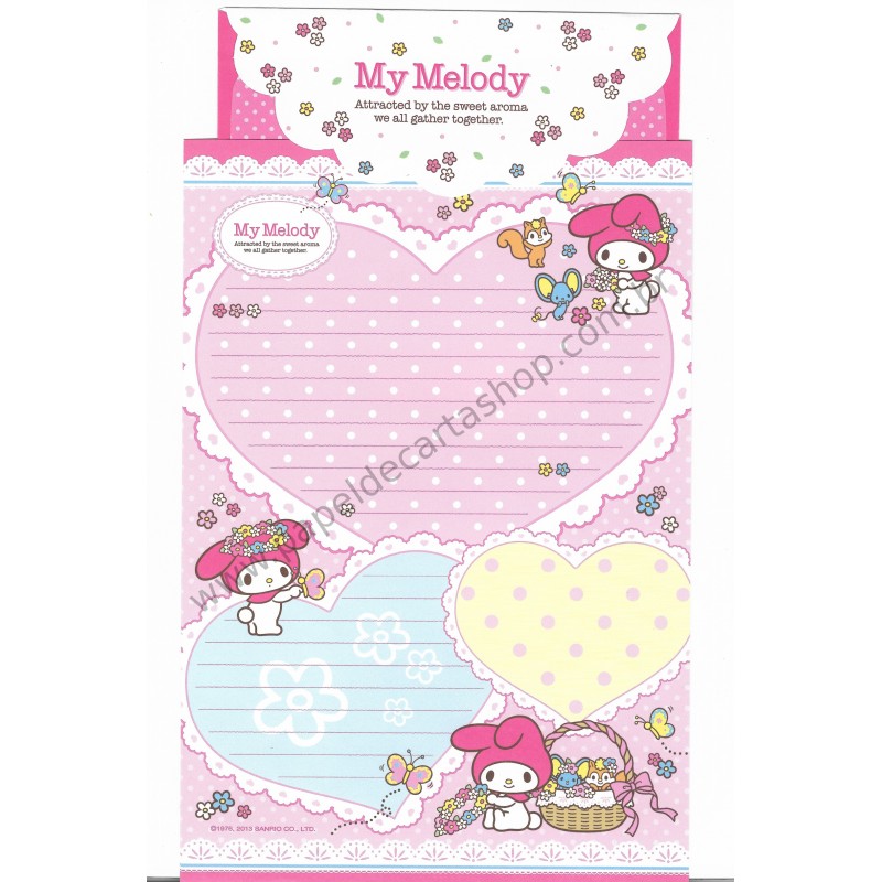 Ano 2013. Conjunto de Papel de Carta My Melody Sweet Aroma Sanrio