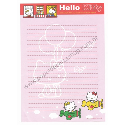 Ano 2005. Conjunto de Papel de Carta Hello Kitty GG Sanrio