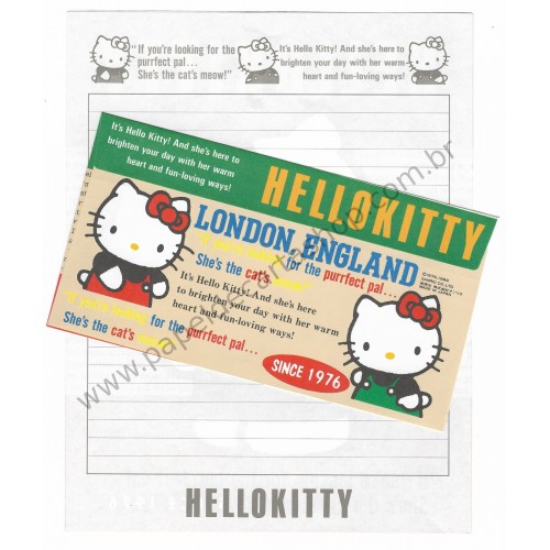 Ano 1989. Conjunto de Papel de Carta Hello Kitty London Sanrio