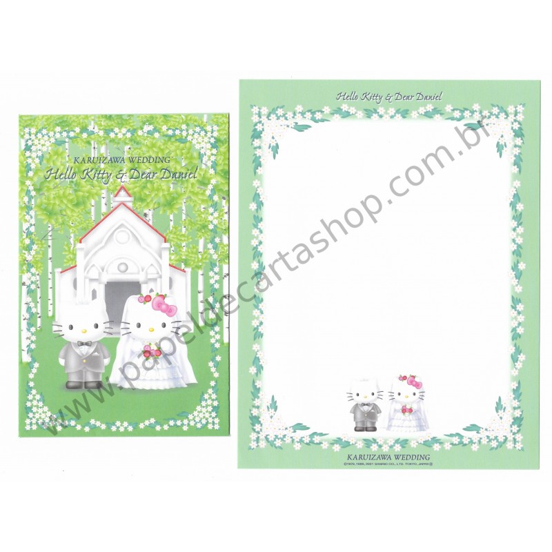 Ano 2001. Conjunto de Papel de Carta Gotōchi Kitty Karuizawa Wedding Sanrio