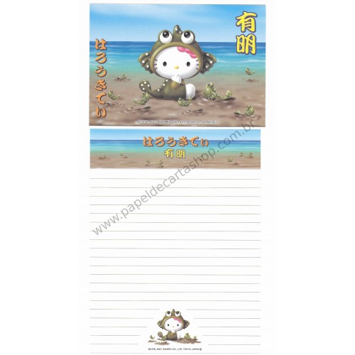 Ano 2001. Conjunto de Papel de Carta Gotōchi Kitty Regional 17 Sanrio