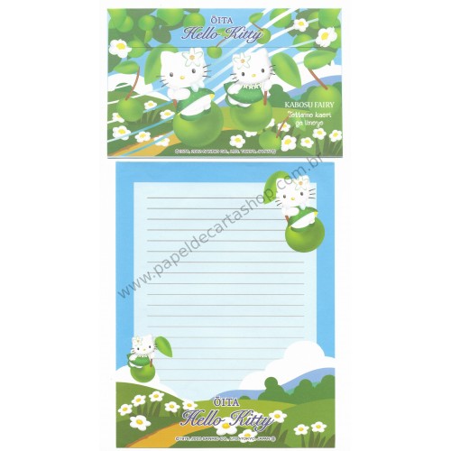 Ano 2002. Conjunto de Papel de Carta Gotōchi Kitty Ōita Sanrio