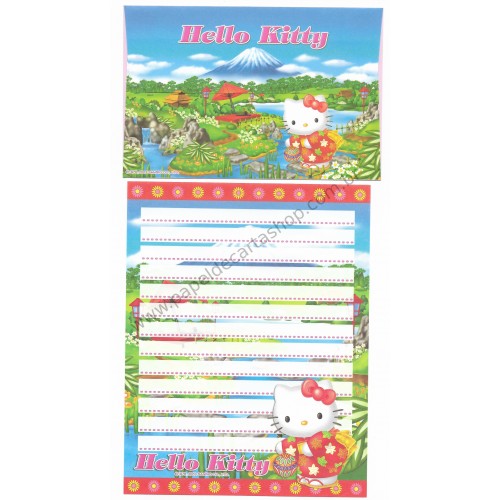 Ano 2003. Conjunto de Papel de Carta Gotōchi Kitty Japanese Garden Sanrio