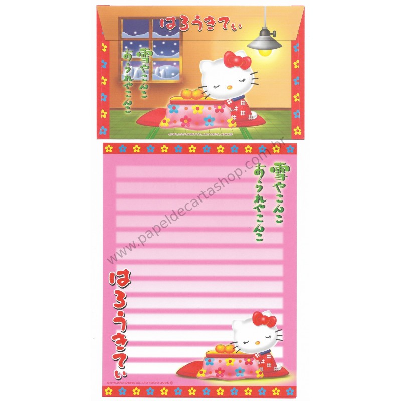 Ano 2003. Conjunto de Papel de Carta Gotōchi Kitty Regional Japão 06 Sanrio