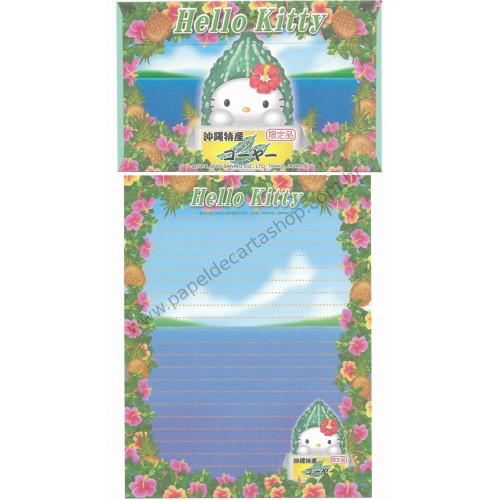 Ano 2003. Conjunto de Papel de Carta Gotōchi Kitty Regional Japão 07 Sanrio