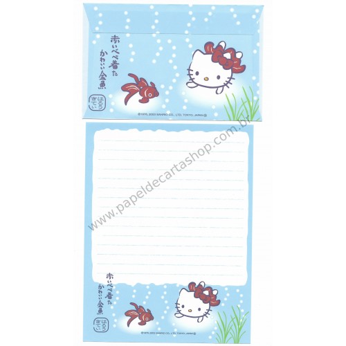 Ano 2003. Conjunto de Papel de Carta Gotōchi Kitty Regional Japão 10 Sanrio