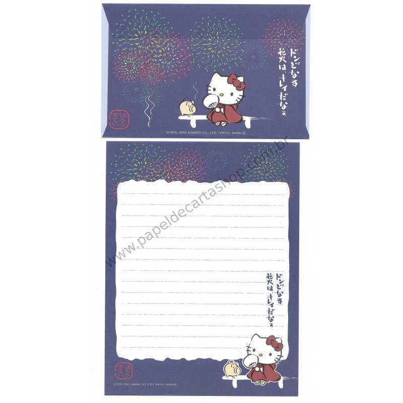 Ano 2003. Conjunto de Papel de Carta Gotōchi Kitty Regional Japão 22 Sanrio