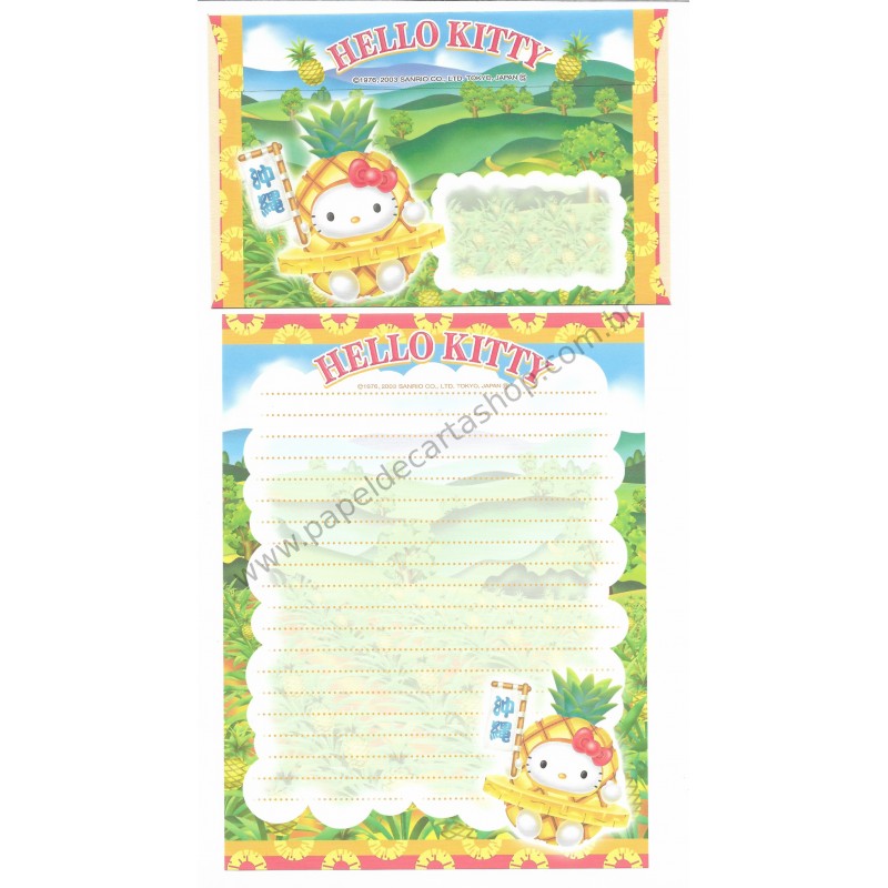 Ano 2003. Conjunto de Papel de Carta Gotōchi Kitty Regional Japão 23 Sanrio