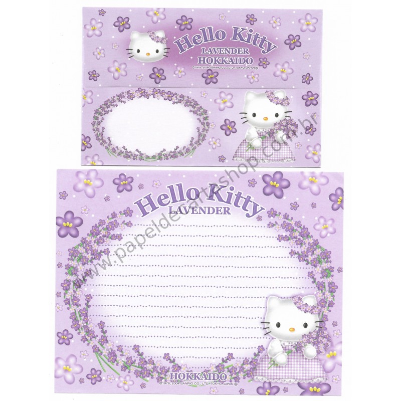 Ano 2004. Conjunto de Papel de Carta Gotōchi Kitty Lavender Sanrio