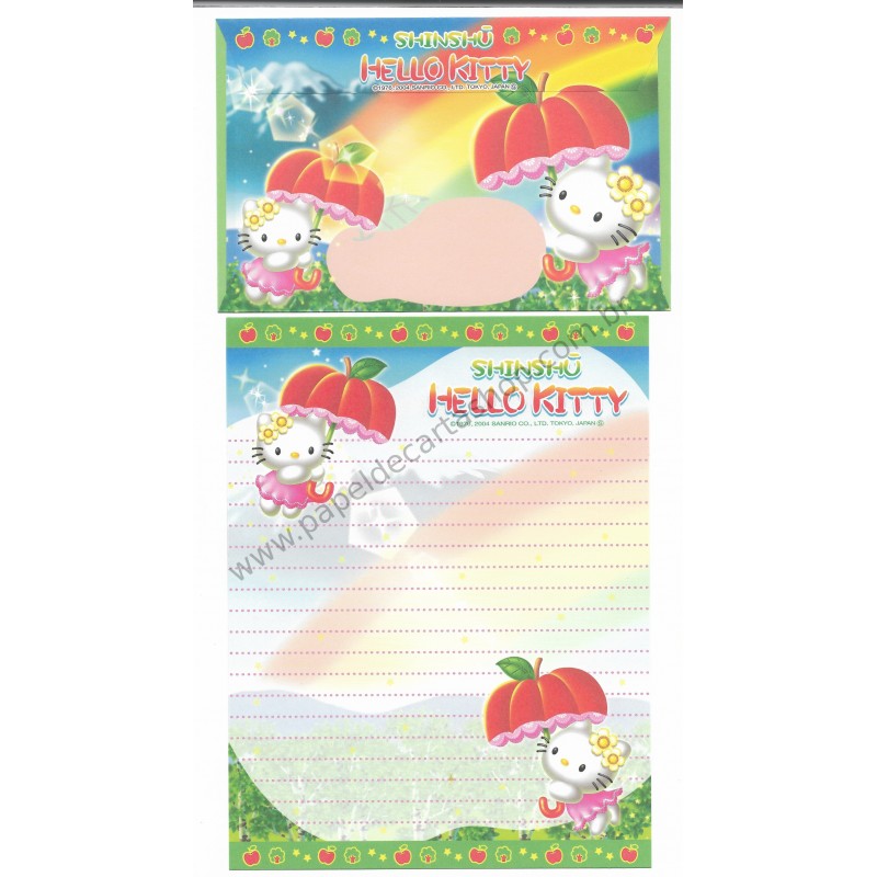 Ano 2004. Conjunto de Papel de Carta Gotōchi Kitty Shinshu Sanrio