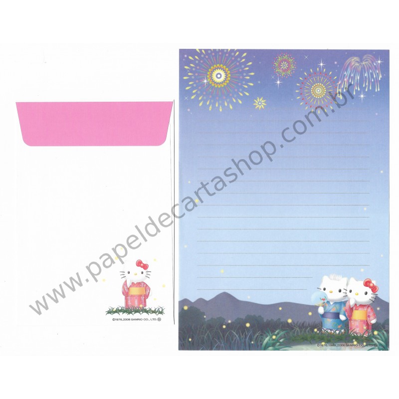 Ano 2006. Conjunto de Papel de Carta Gotochi Kitty Regional Sanrio