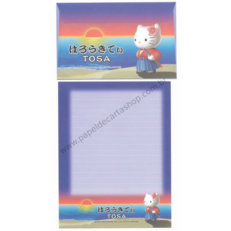 Ano 2002. Conjunto de Papel de Carta Gotochi Kitty Tosa Sanrio