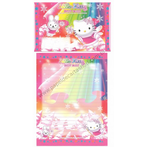 Ano 2003. Conjunto de Papel de Carta Hello Kitty Snow Fairy Sanrio