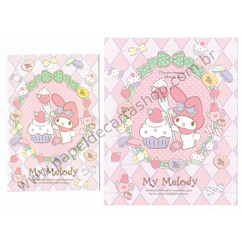 Ano 2014. Conjunto de Papel de Carta My Melody Deliciuously Sweet Sanrio