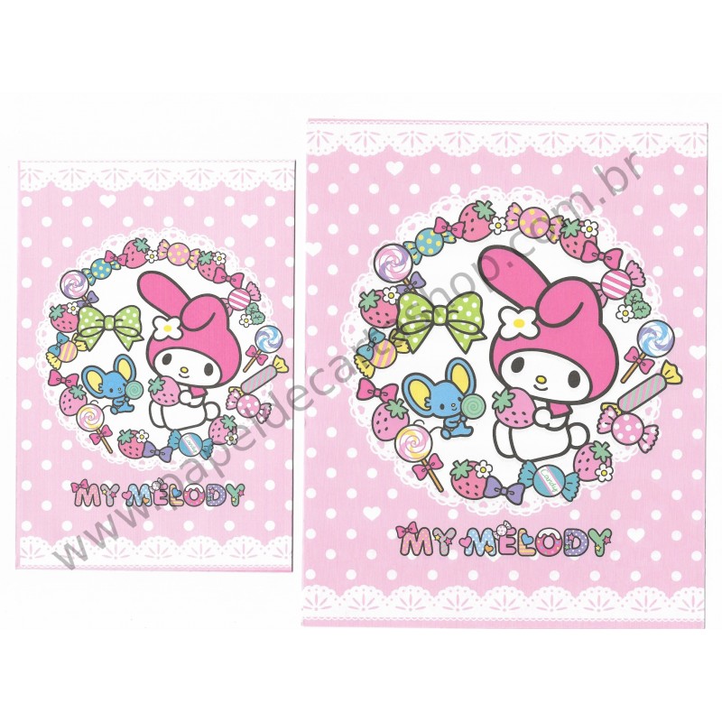 Ano 2013. Conjunto de Papel de Carta My Melody Candy Sanrio