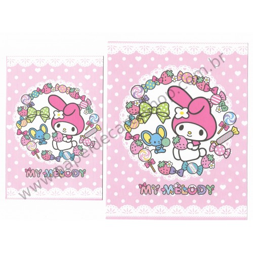 Ano 2013. Conjunto de Papel de Carta My Melody Candy Sanrio