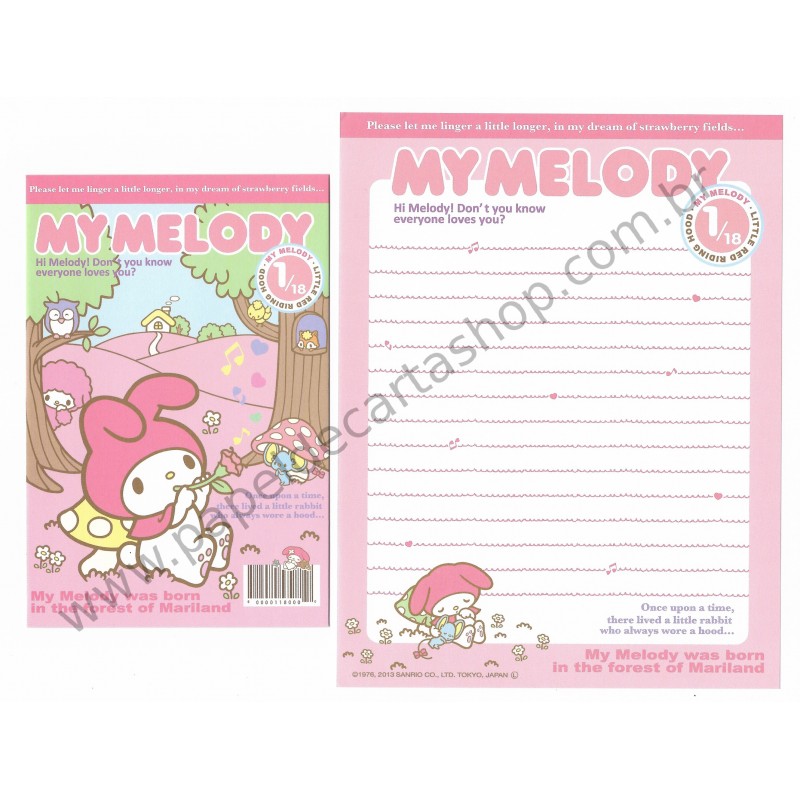 Ano 2013. Conjunto de Papel de Carta My Melody Little Red Riding Hood Sanrio