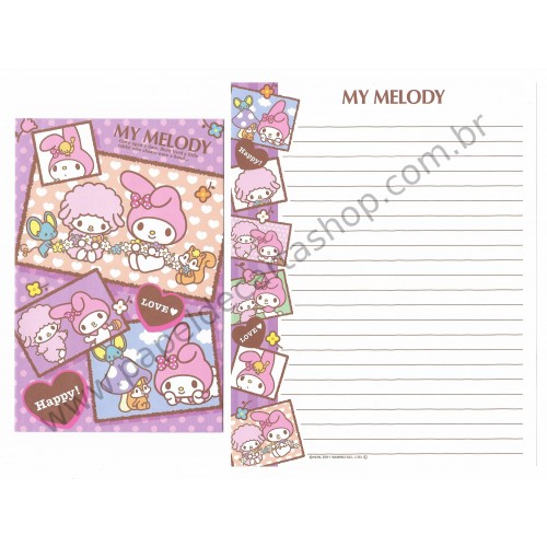 Ano 2011. Kit 2 Conjuntos de Papel de Carta My Melody Happy & Love Sanrio