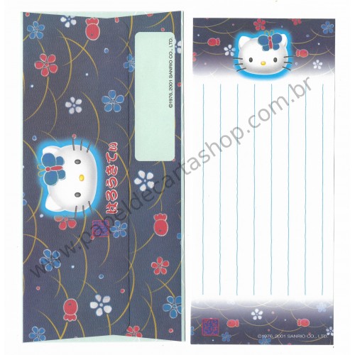 Ano 2001. Kit 2 Conjuntos de Papel de Carta Hello Kitty Regional Japão Az Sanrio