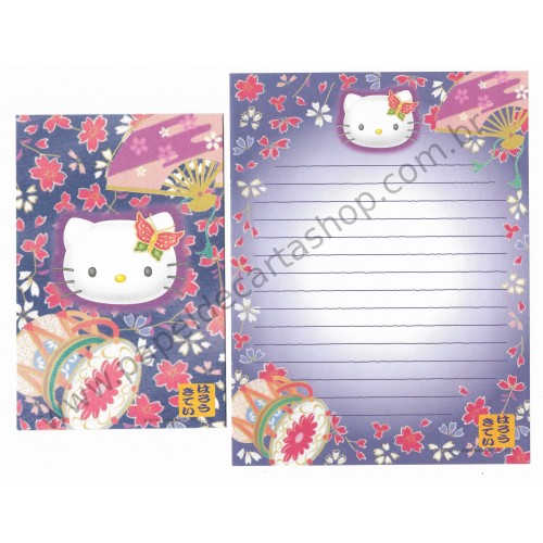 Ano 2000. Conjunto de Papel de Carta Hello Kitty Regional CAZ Sanrio