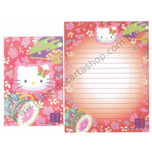 Ano 2000. Conjunto de Papel de Carta Hello Kitty Regional CVM Sanrio