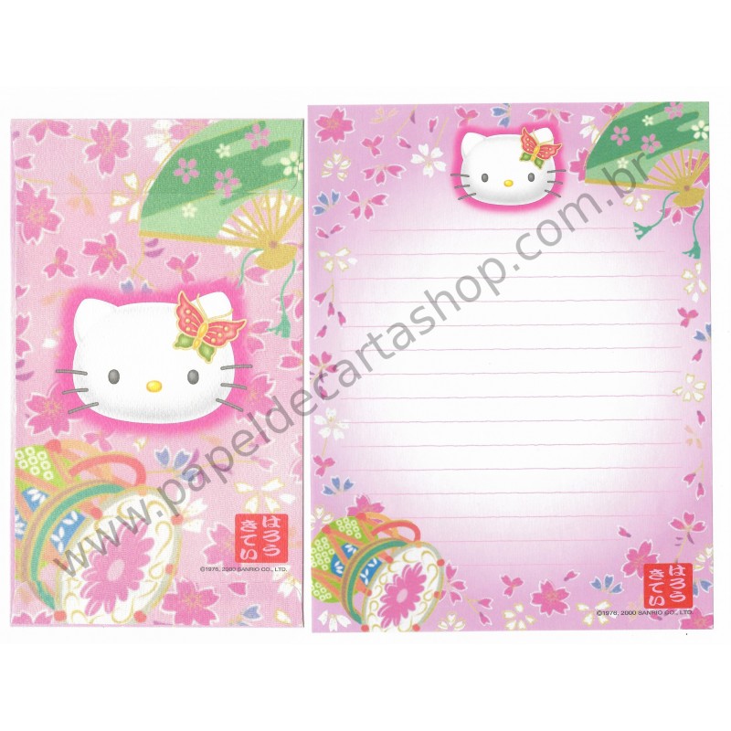 Ano 2000. Conjunto de Papel de Carta Hello Kitty Regional CRS Sanrio