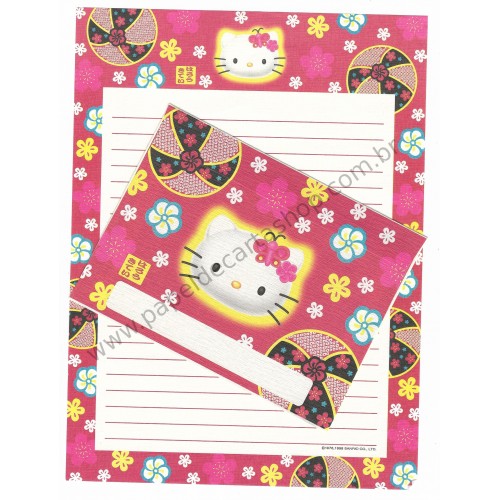 Ano 1998. Conjunto de Papel de Carta Hello Kitty Regional CVM Sanrio