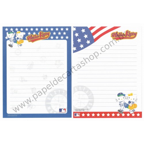 Ano 2002. Conjunto de Papel de Carta Hello Kitty Seattle Marine Sanrio