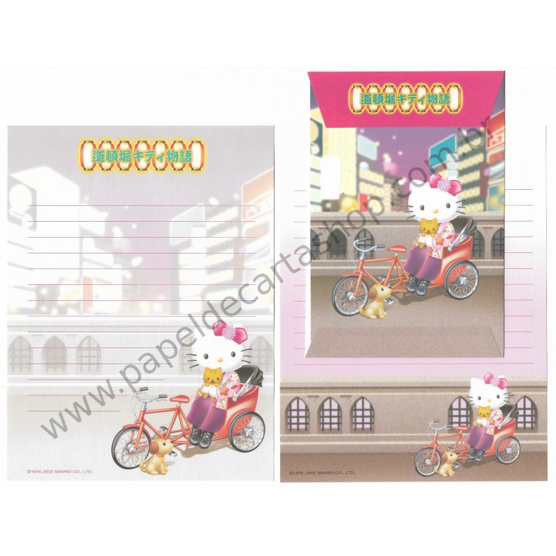 Ano 2002. Conjunto de Papel de Carta Hello Kitty Regional 41 Sanrio