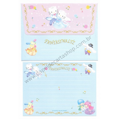 Ano 2005. Conjunto de Papel de Carta Hello Kitty Sanrio Fantasywaltz