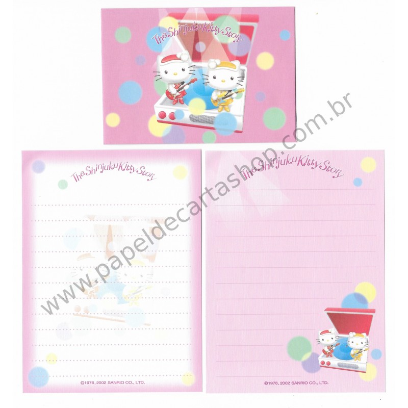 Ano 2002. Mini Conjunto de Papel de Carta Hello Kitty Regional Japão RS Sanrio