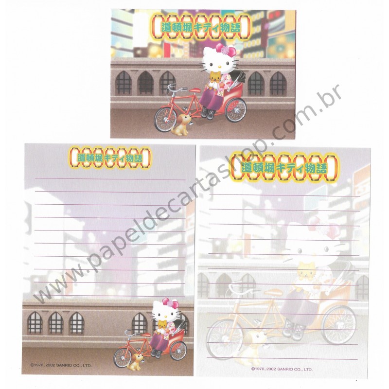 Ano 2002. Mini Conjunto de Papel de Carta Hello Kitty Regional Japão BW Sanrio